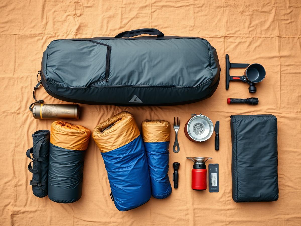 Couples Package camping gear laid out
