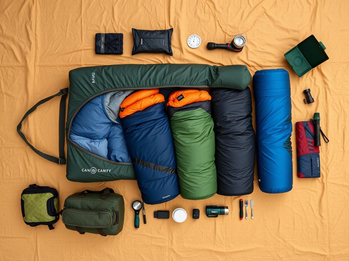 Family Package camping gear laid out