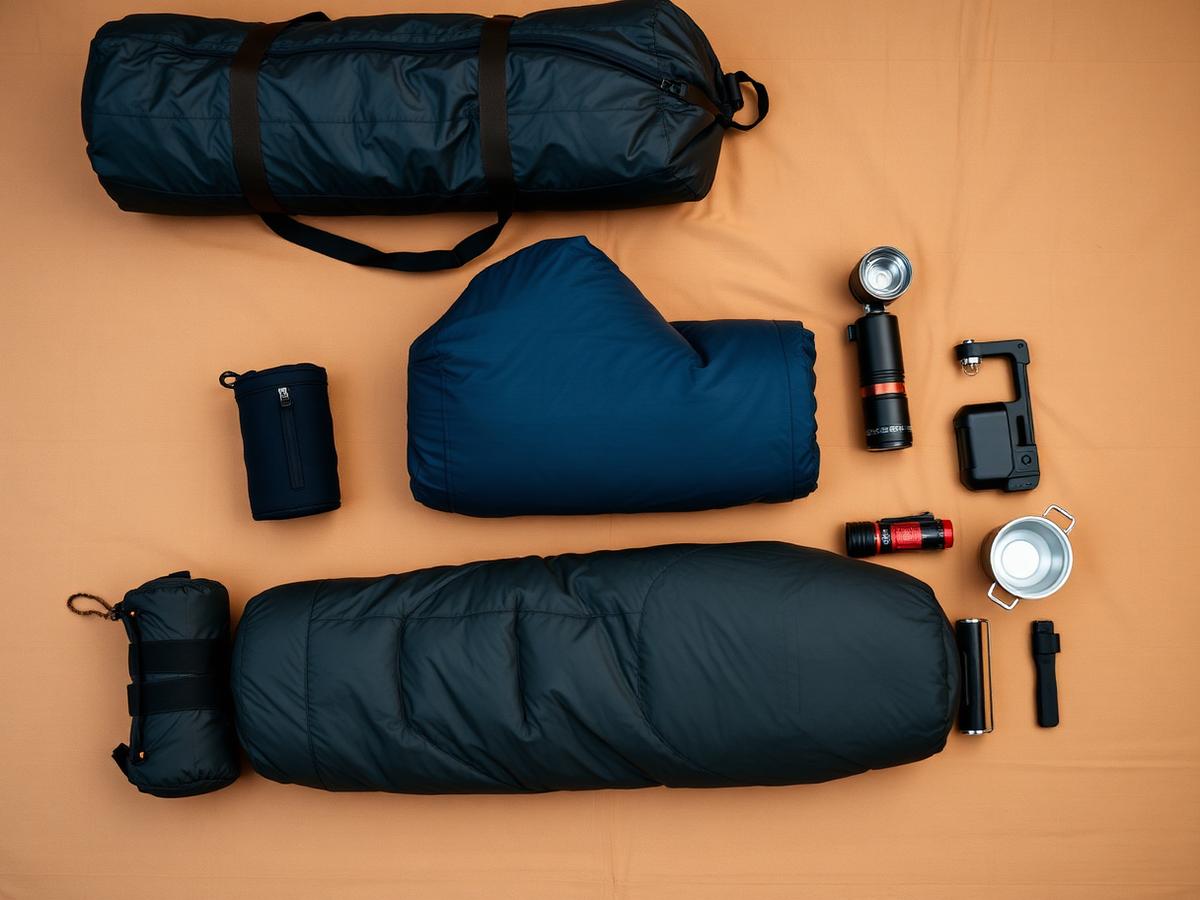 Solo Package camping gear laid out